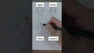 Japan vs Korea vs China vs America- How to draw hair for anime boy - different countries #howtodraw