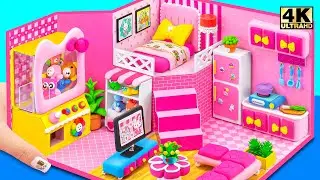 Building Modern Mini Pink House has Claw Machine from Cardboard (EASY) ❤️ DIY Miniature House
