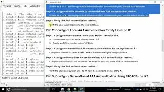 3.6.1.2 Packet Tracer - Configure AAA Authentication on Cisco Routers - 22