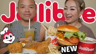 JOLLIBEE Mukbang *New* Deluxe Chicken Sandwich, Chicken Joy with Palabok Fiesta | N.E Let's Eat