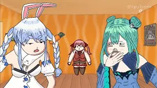 Marine kisses Pekora 【Hololive Animated Clip / Eng sub】【Marine/Pekora/Noel/Rushia】
