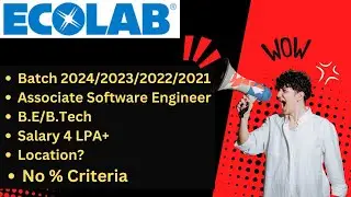 Ecolab is hiring 2024/23/22/21 batch | No % criteria | Required skills? | Job location? #itjobs