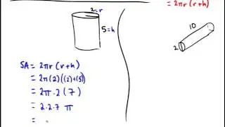 Surface area of a cylinder: Exact answers in terms of pi