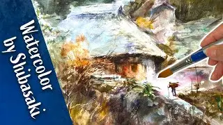 [Eng sub] Old Japanese House / Watercolor painting landscape / Calming art