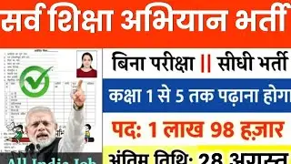 सर्व शिक्षा अभियान भर्ती 2024 // Sarva Shiksha Abhiyan Recruitment 2024 // Ssa New Vacancy 2024