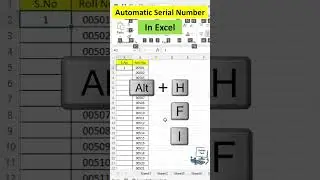 Automatic Serial Number In Excel | Shortcut In Excel | Serial Number