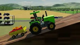 Big TRACTOR vs MONSTER Truck and Giant Double decker Trailer - New Objects in Farming Simulator 22