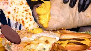 ASMR MUKBANG | BURGERS & FRIES GIANT CHIPOTLE BURRITOS EXTRA CHEESE PIZZA & ICE CREAM BARS