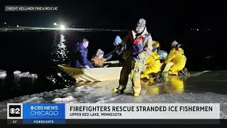 Firefighters rescue stranded ice fishermen in Minnesota