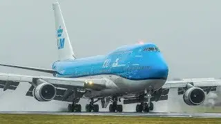 LAST BOEING 747 of KLM I`ve filmed - B747 CROSSWIND LANDING at Amsterdam Schiphol (4K)