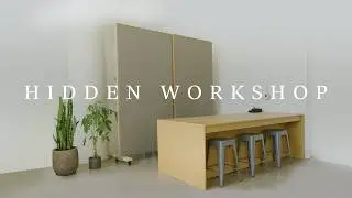 DIY Workshop with a Hidden Pegboard, Whiteboard, and Tools