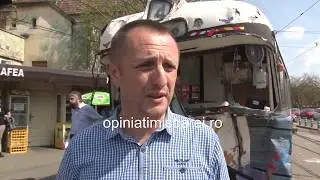 Tramvaiul fara vatman care a lovit doua masini si s-a oprit intr-o alta garnitura la Timisoara