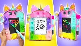 WOW! Crafting Sparkly Pop It Unicorn Drawing Board | SCHOOL HACKS DIY🦄