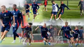 Crazy🤯! Mazraoui & De ligt training at Man United training today, see De ligt tackles Bruno, Amad.