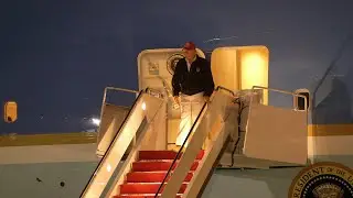 President Trump arrives at Palm Beach International Airport aboard Air Force One