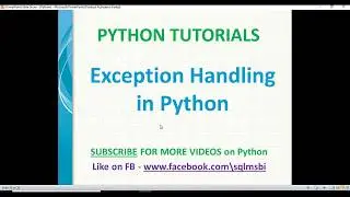 Python Tutorials | Exception handling in python | python exceptions | python error handling
