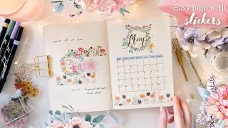 Plan With Me: May 2022 Easy & Minimal Floral Bullet Journal with Stickers