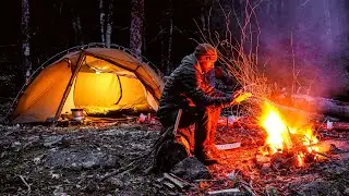 Camping With Tent In Forest With Rain - Solo Overnight Camping - Part 2