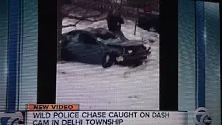 High Speed Police Car Chase 90mph Crash on Dash Cam 02/26/14 Near Lansing Mi.