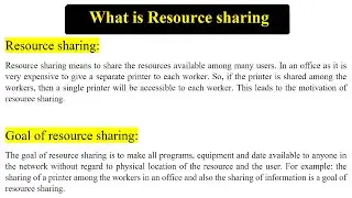 What is resource sharing in Computer Network || What is resource sharing with example?