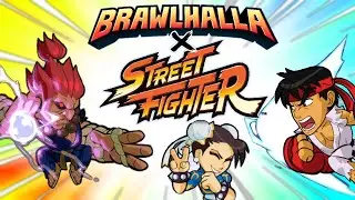 Brawlhalla x Street Fighter!! ALL Skins, Podium, Emote, KO Effect • 1v1 Gameplay