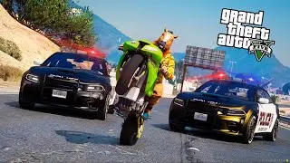 БАЙКЕР НА ЧИТ МОТОЦИКЛЕ УХОДИТ ОТ ПОЛИЦЕЙСКОЙ ПОГОНИ В GTA 5 ONLINE!