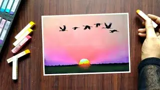 Step by Step Beautiful Sunset Drawing/Painting - Easy Soft Pastel Drawing/Painting for Beginners.