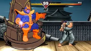 THANOS Vs RYU & GUILE & BLANKA & KEN & M. BISON - HIGH LEVEL INSANE FIGHT!