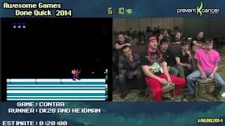 Contra NES :: Live 2-player SPEED RUN ft. DK28 and Heidrage #AGDQ 2014