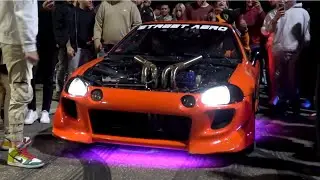 CRAZY Night Car Meet- Turbo E46, R34, 700HP Golf 3, C63 W204, Burnouts, Flames & Bangs..