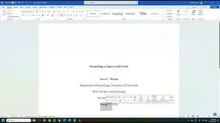 Formatting a paper in APA style 7th Edition