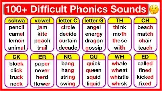 Difficult phonics sounds in English 🤔 | You must know these phonics sounds! | Learn with examples