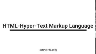 HTML- Hyper Text Markup Language