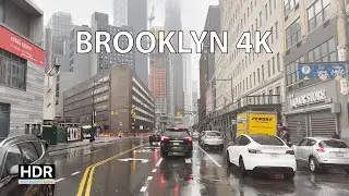 Rainy Brooklyn 4K - Driving Downtown - New York City USA