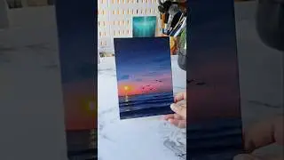 Easy way to paint a sunset night sky/ acrylic painting ideas for beginners