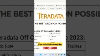 Teradata Off Campus Drive 2023 for 