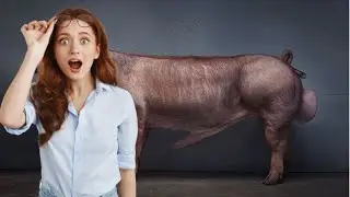 Incredible BOAR with big BALLS walking on the pig farm