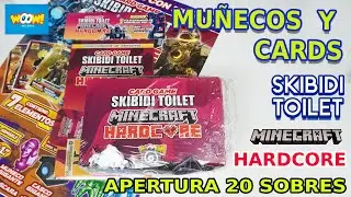 CARDS Skibidi Toilet Minecraft HARDCORE de Woow Stickers: Apertura 20 SOBRES con MUÑECOS GIGANTES