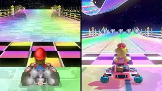 Evolution of Wii Rainbow Road in Mario Kart (2008 - 2023)