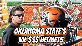 Oklahoma State Cowboys GENIUS move adding NIL-fund QR codes to the backs of player helmets 💸💸