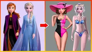 Frozen: Elsa Anna Transformation Bikini - Frozen Disney Princesses Glow Up Art