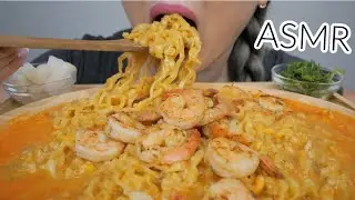 EXTRA Creamy Spicy Shrimp Carbonara Noodles *ASMR Relaxing Eating Sounds | N.E Let's Eat