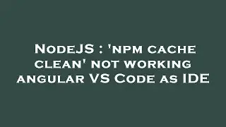 NodeJS : 'npm cache clean' not working angular VS Code as IDE