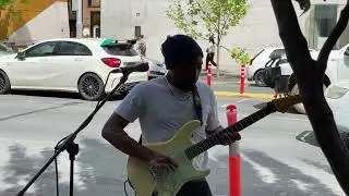 Dimitre Rosalie performing at the 2022 ANBC Braddon Busking Festival