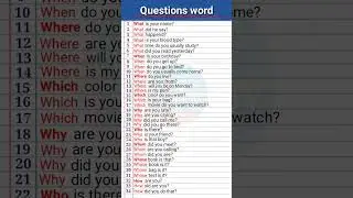 Question word with sentence | Wh question words | questions word in english | English Grammar 