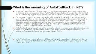 What is the meaning of AutoPostBack in  NET