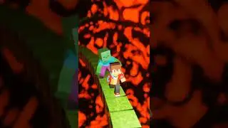 Компот убегает от зомби. Minecraft