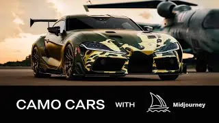 Camouflage car with Midjourney. Photorealistic AI generated camo car paint