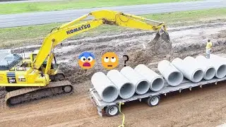 Lets Lay Some Drain Pipe! Using Komatsu PC 300 Excavator