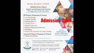 University of Home Economics lahore, admission open 2021 last date 15 October, UHE, Online apply.